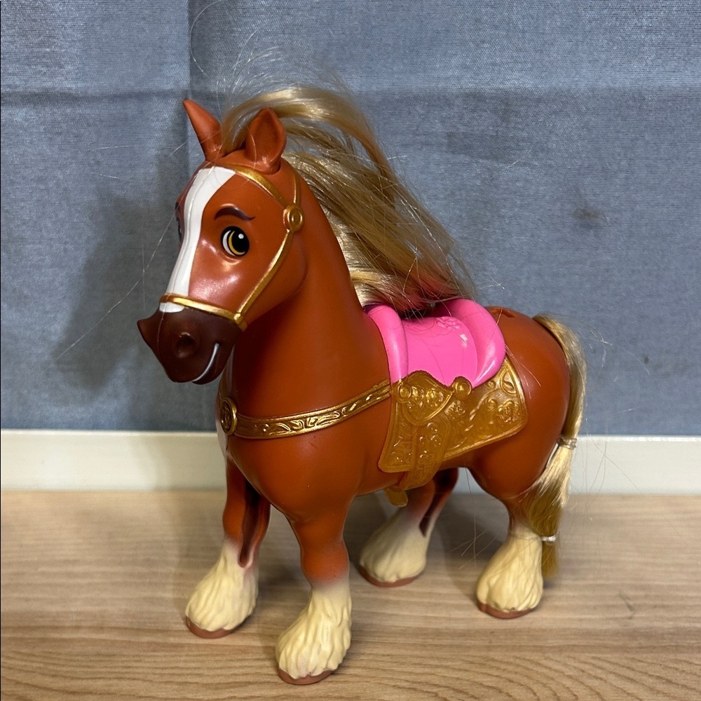 Disney Princess PHILIPPE Brown Plastic Pony Horse Beauty & the Beast Belle 6"
